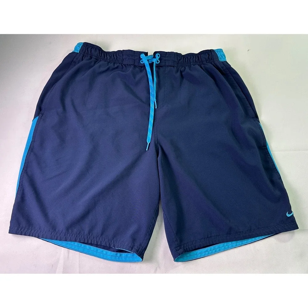Nike Dri-FIT Men's XL Navy Blue Light Blue Athletic Running Training‎ Shorts